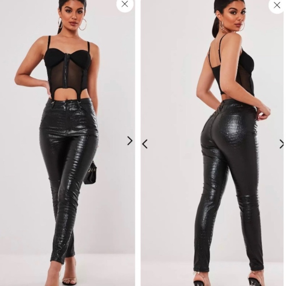 Leather croc pants